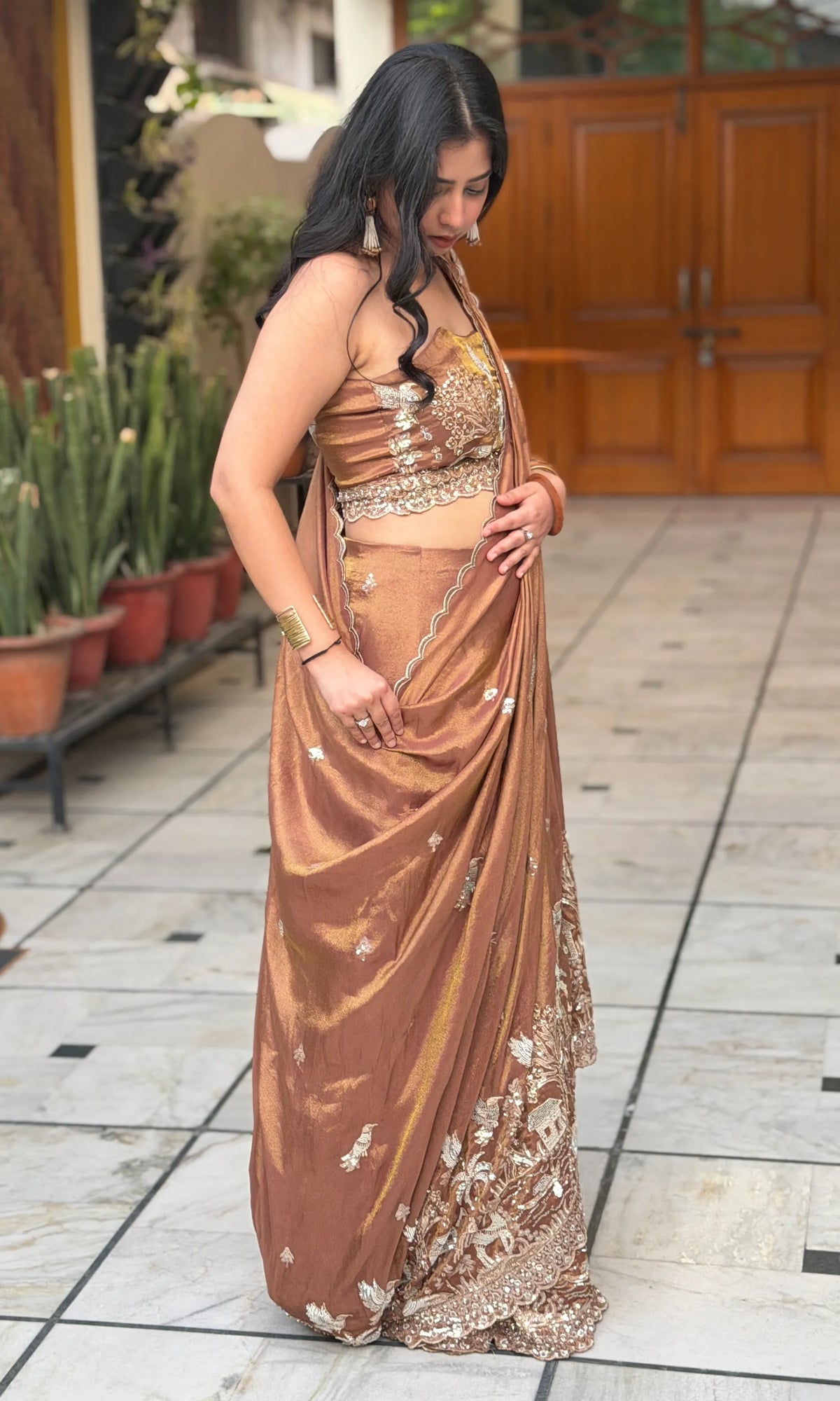 Golden Heritage Fish-Cut Dress