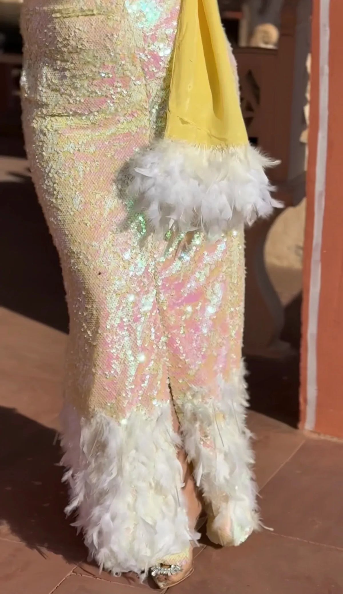 Ayla Pastel Sequin Feather Co-Ord Set