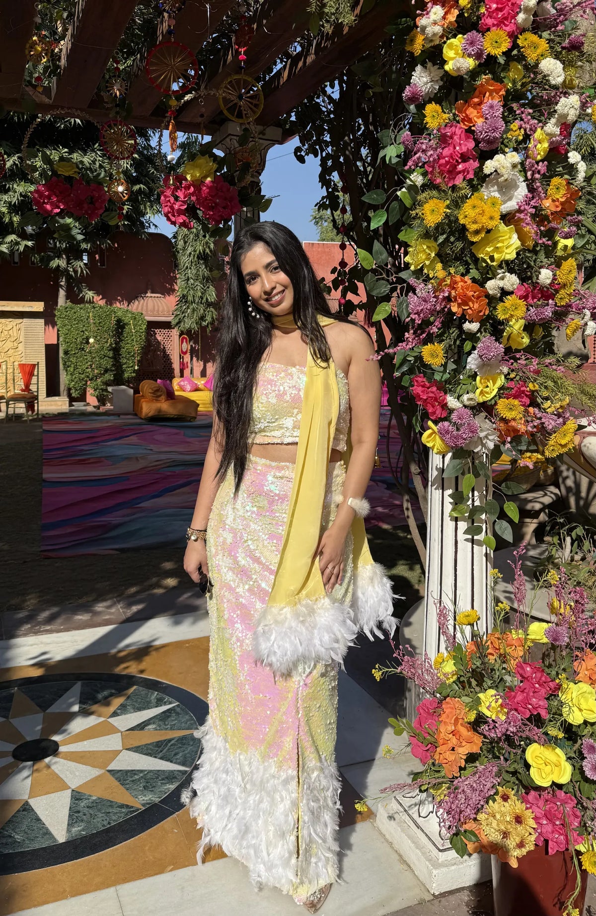 Ayla Pastel Sequin Feather Co-Ord Set