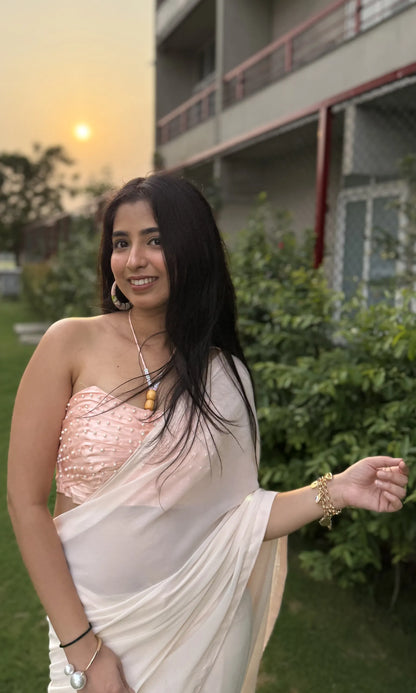 Baby Pink Ruffle Saree
