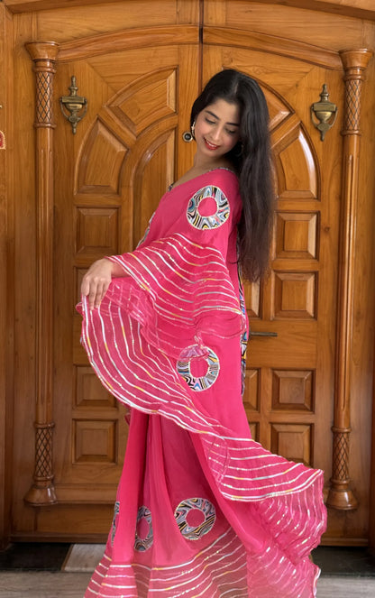 Gulabi Fuchsia Ruffle Saree