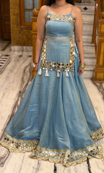 Ziya Luxury Mirror Work Lehenga-Powder Blue