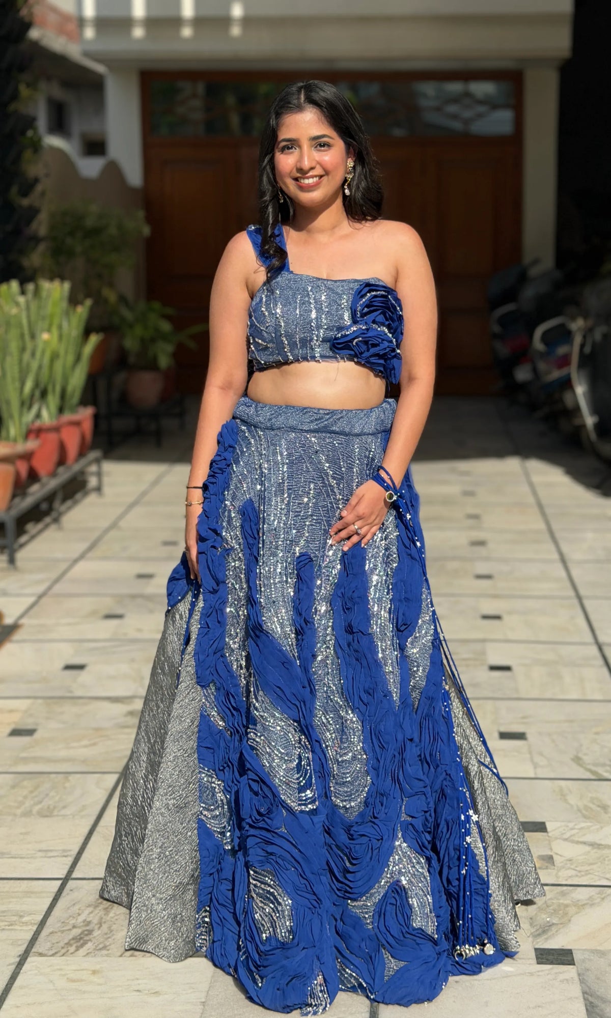 Royal Sapphire Ruffle Lehenga