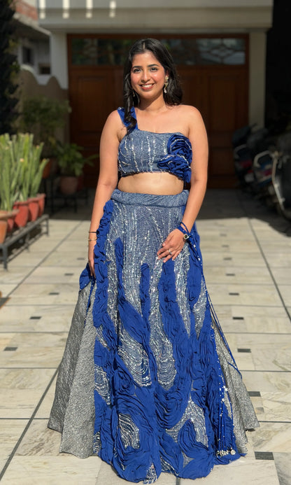 Royal Sapphire Ruffle Lehenga