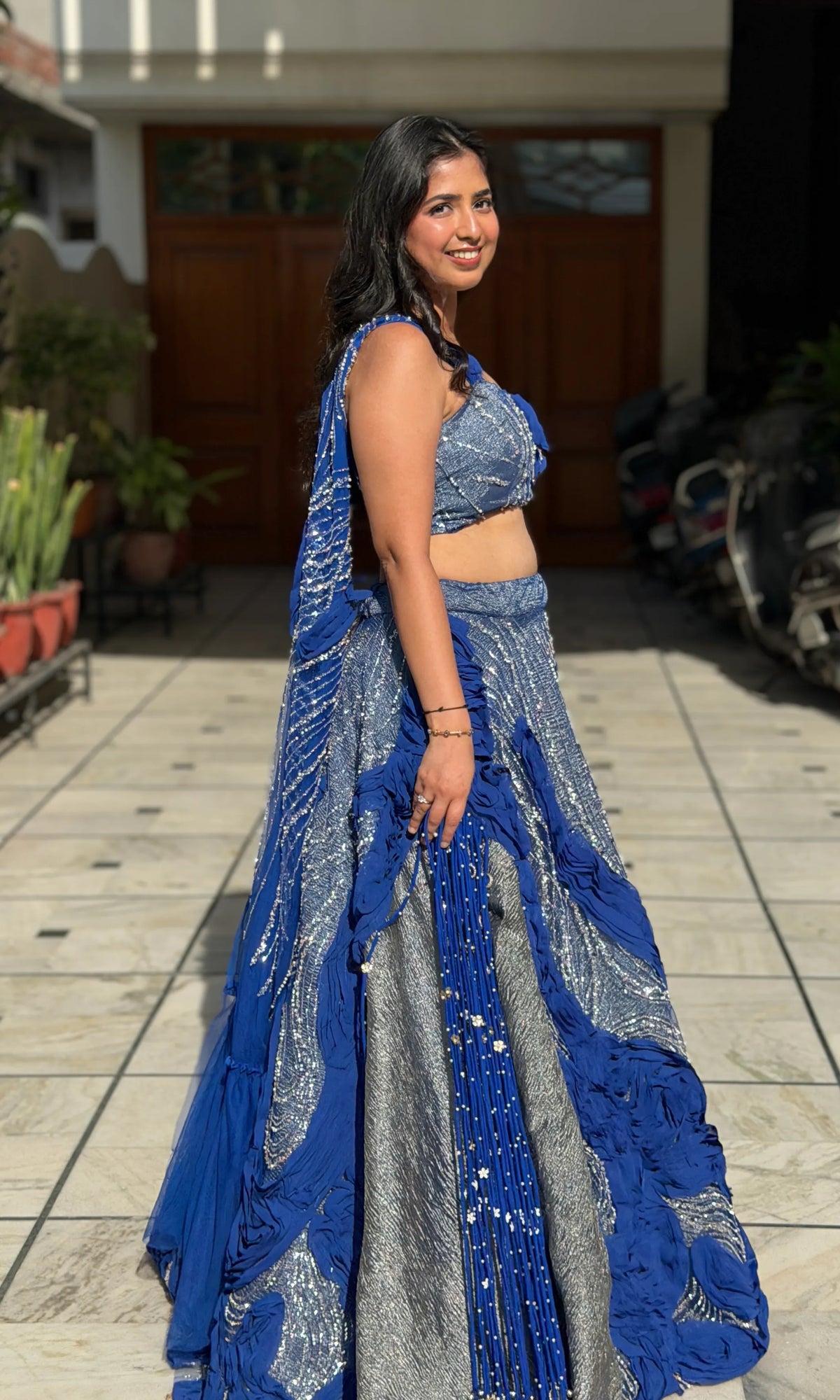 Royal Sapphire Ruffle Lehenga