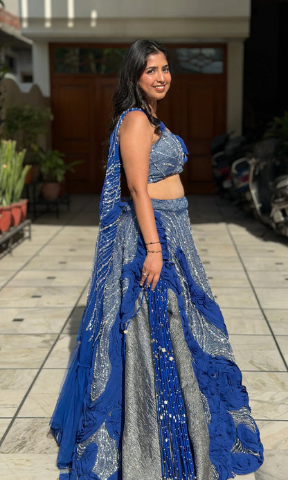 Royal Sapphire Ruffle Lehenga