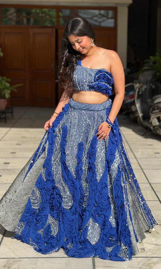 Royal Sapphire Ruffle Lehenga