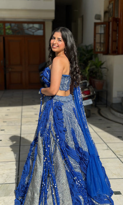 Royal Sapphire Ruffle Lehenga