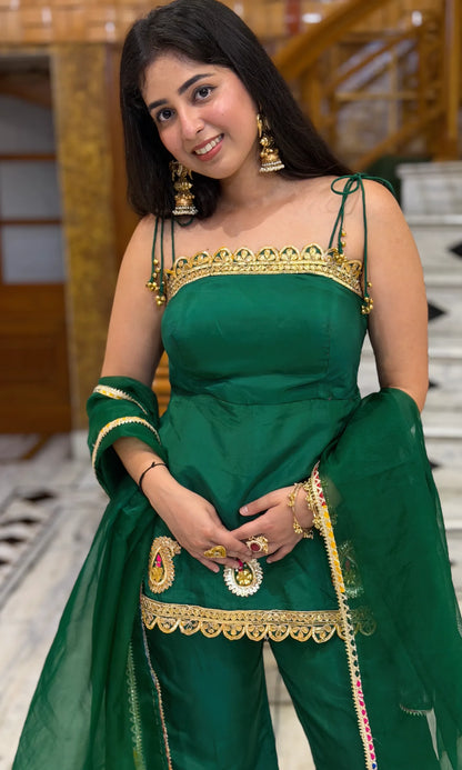 Emerald Gota-Patti Suit with Ghungroo