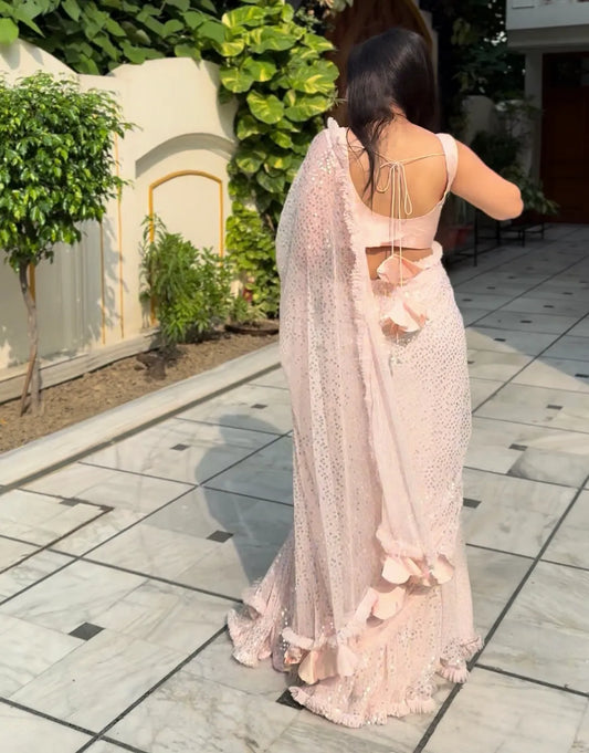 Blush Bloom Sequin Saree