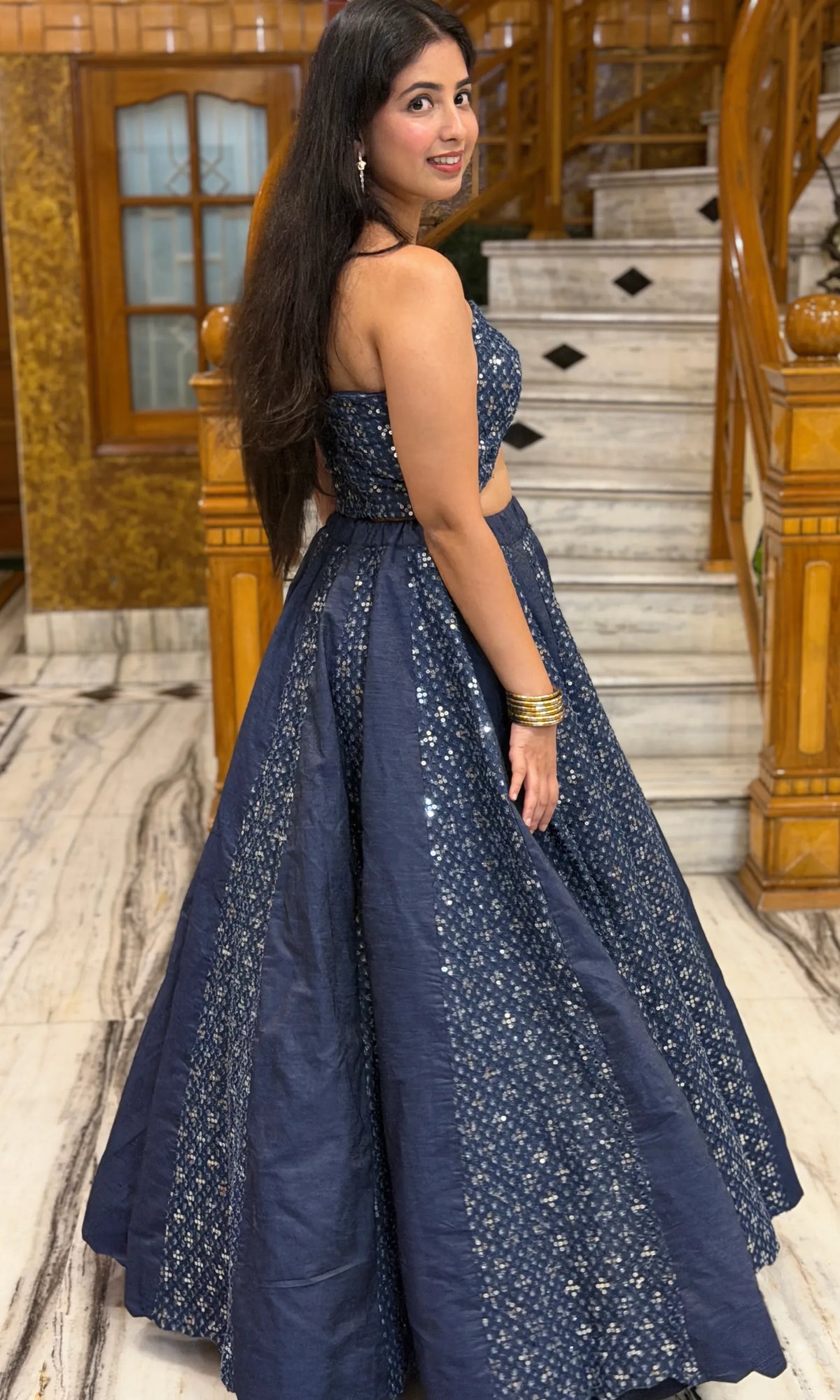 Midnight Blue Denim Lehenga