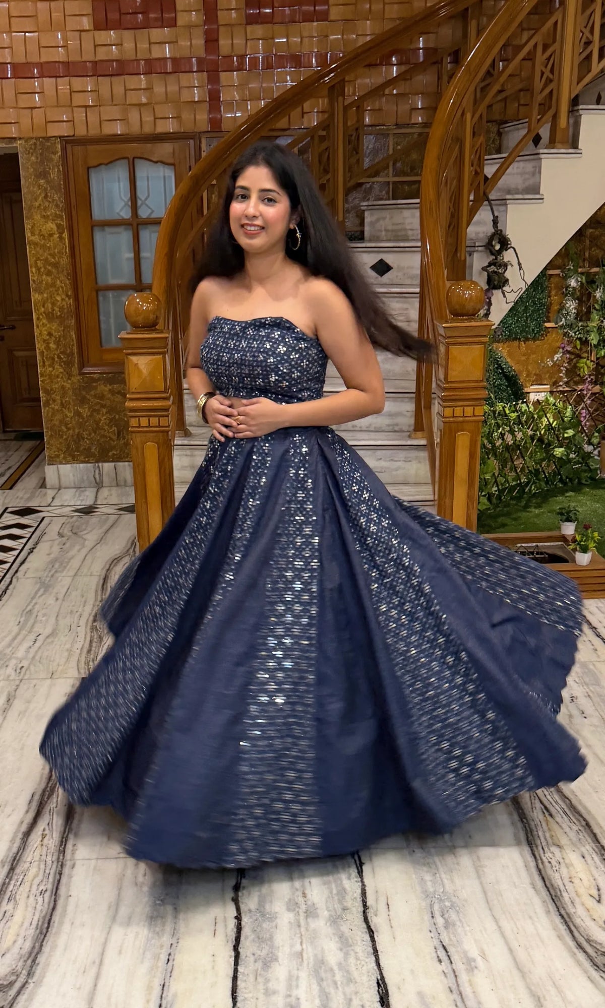 Midnight Blue Denim Lehenga