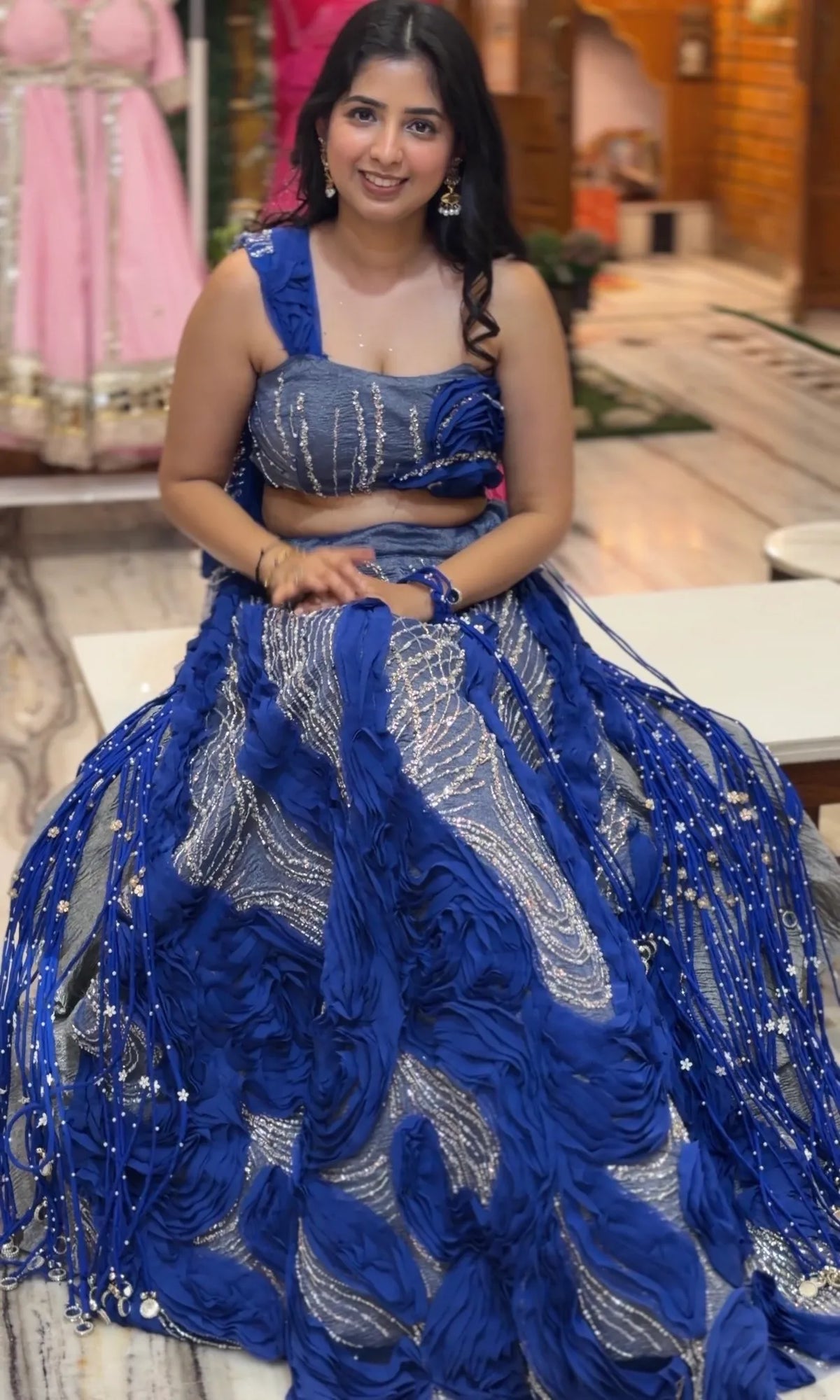 Royal Sapphire Ruffle Lehenga